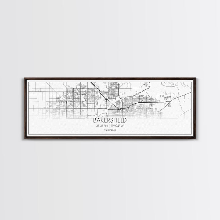 Panoramic Bakersfield City Map, California Art, Map Print, Minimalist Wall Art, Canvas Art, Housewarming Gift, Street Map Art, Closing Gift