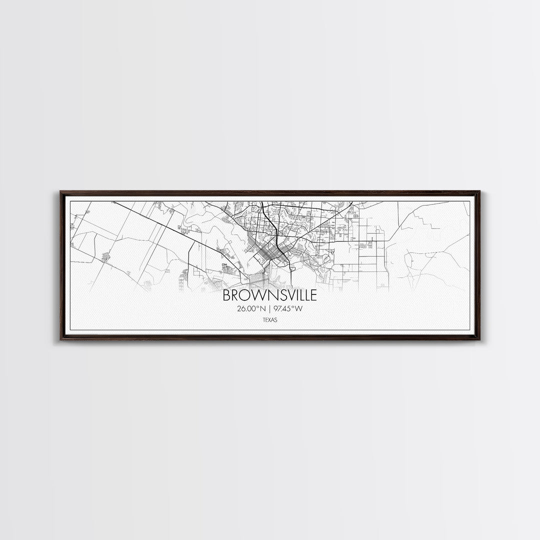 Panoramic Brownsville City Map, Texas Art, Map Print, Minimalist Wall Art, Canvas Art, Housewarming Gift, Street Map Art, Closing Gift