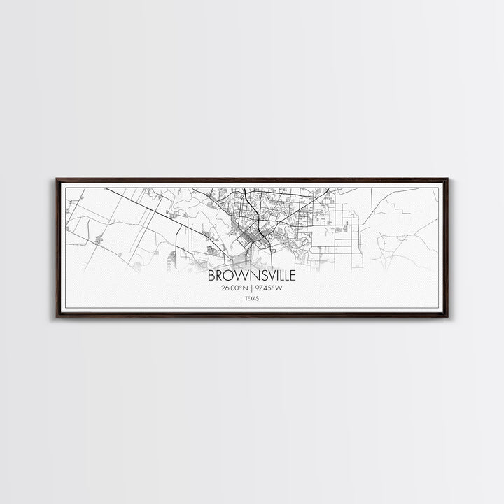 Panoramic Brownsville City Map, Texas Art, Map Print, Minimalist Wall Art, Canvas Art, Housewarming Gift, Street Map Art, Closing Gift