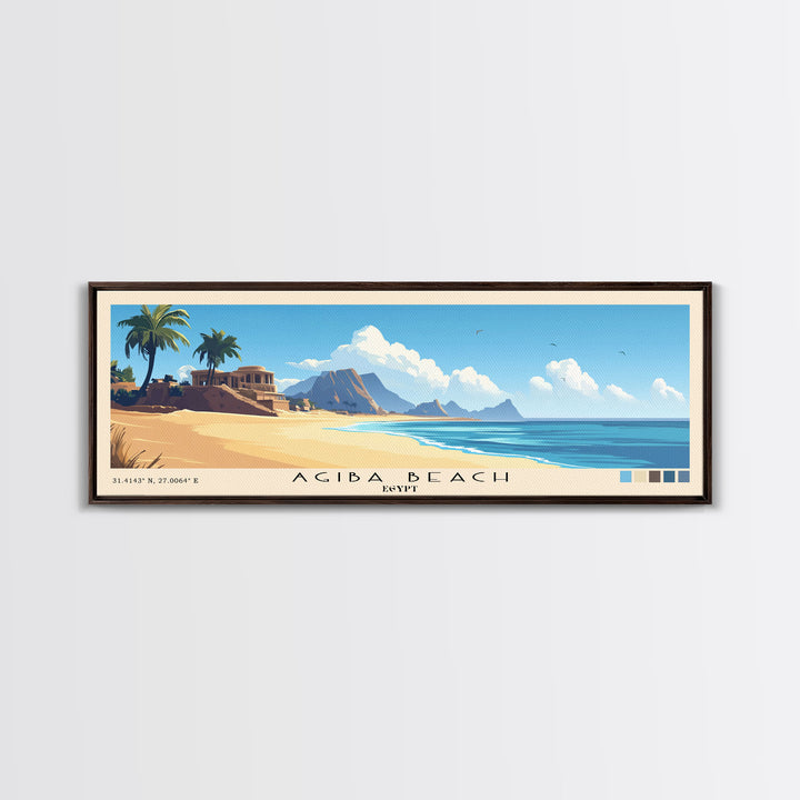 Agiba Beach, Egypt Panoramic Print, Vacation Gift, Egypt Wall Art, Beach Painting, Beach Decor, Beach Or Lakehouse Art