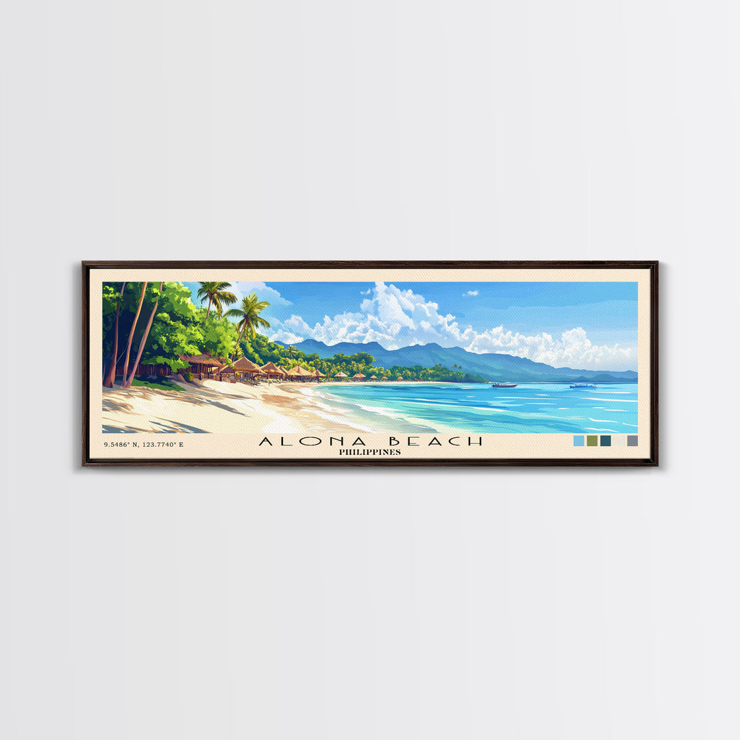 Alona Beach, Philippines Panoramic Print, Vacation Gift, Philippines Wall Art, Vacation Wall Art, Vacatation Memories, Beach Decor, Beach Or Lakehouse Art