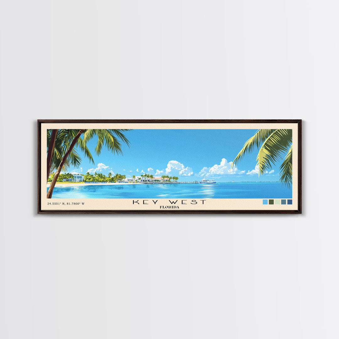 Key West, Florida Panoramic Print, Vacation Gift, Florida Wall Art, Beach Painting, Beach Decor, Beach Or Lakehouse Art