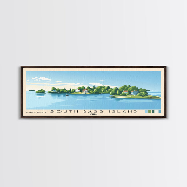 South Bass Island, Ohio Panoramic Print, Vacation Gift, Ohio Wall Art, Beach Painting, Beach Decor, Large Wall Art, Wood Frame Art