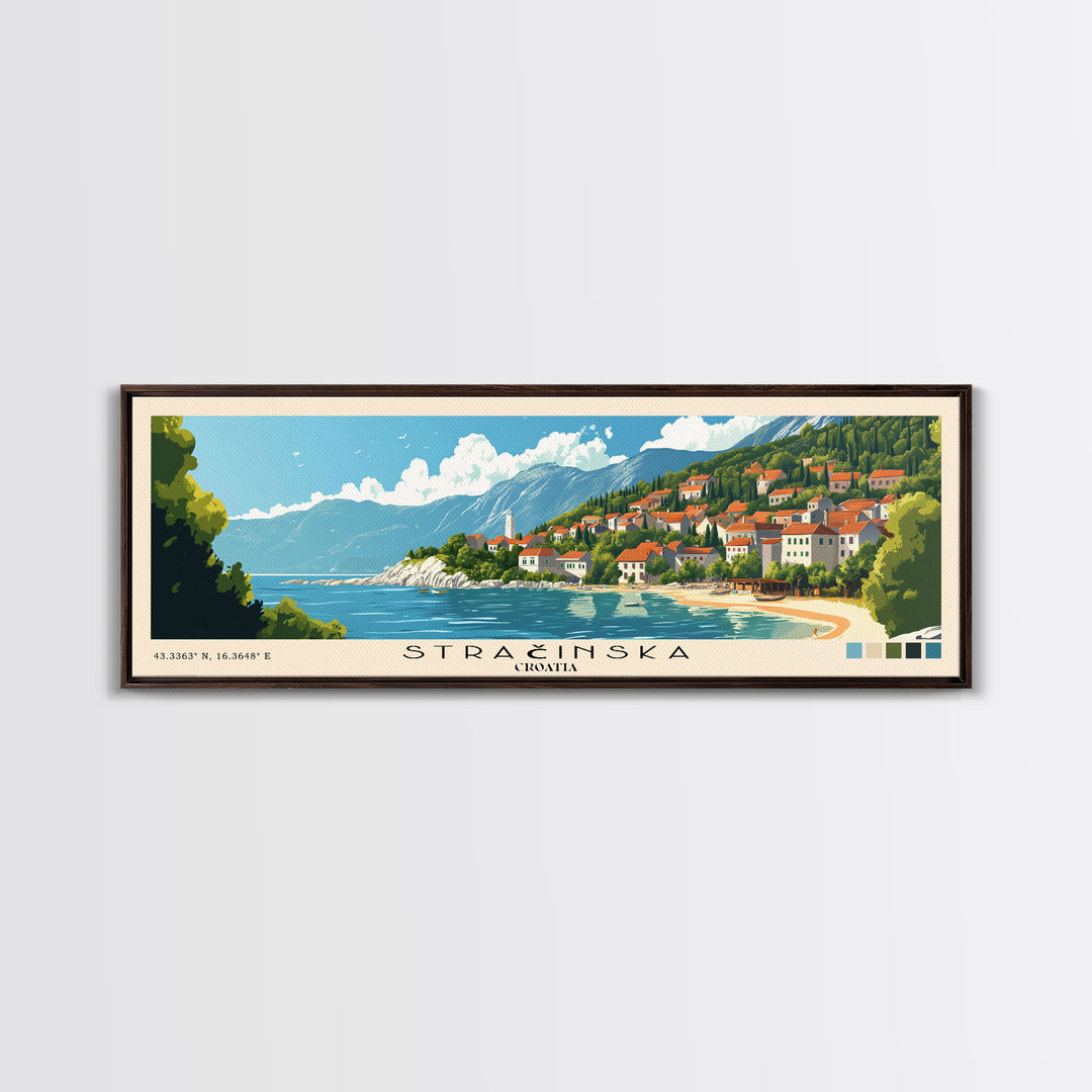 Stračinska, Croatia Panoramic Beach Print, Vacation Gift, Croatia Wall Art, Beach Painting, Beach Decor, Beach Painting