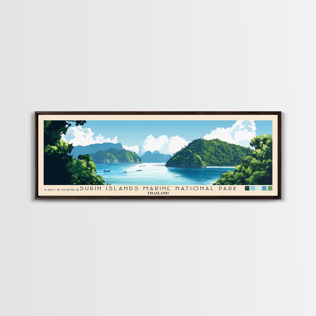 Surin Islands Marine National Park, Thailand Panoramic Print, Vacation Gift, Thailand Wall Art, Beach Painting, Beach Decor, Large Wall Art, Wood Frame Art