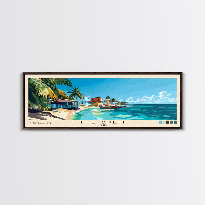 The Split, Belize Panoramic Beach Print, Vacation Gift, Belize Wall Art, Beach Painting, Beach Decor, Beach Painting