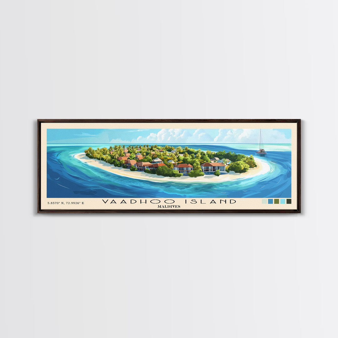 Vaadhoo Island, Maldives Panoramic Print, Vacation Gift, Maldives Wall Art, Beach Painting, Beach Decor, Large Wall Art, Wood Frame Art