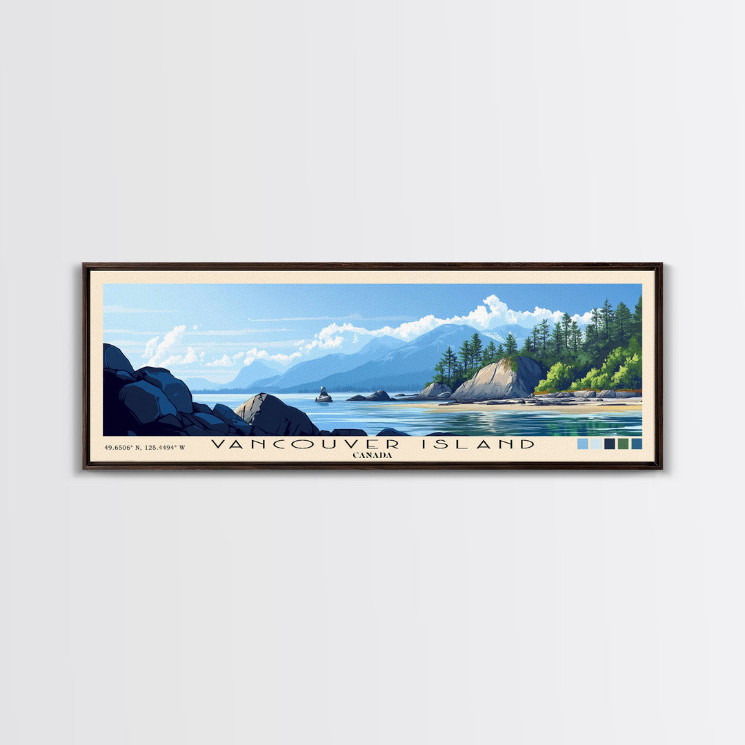 Vancouver Island, Canada Panoramic Beach Print, Vacation Gift, Canada Wall Art, Framed Canvas Print, Framed Beach Painting