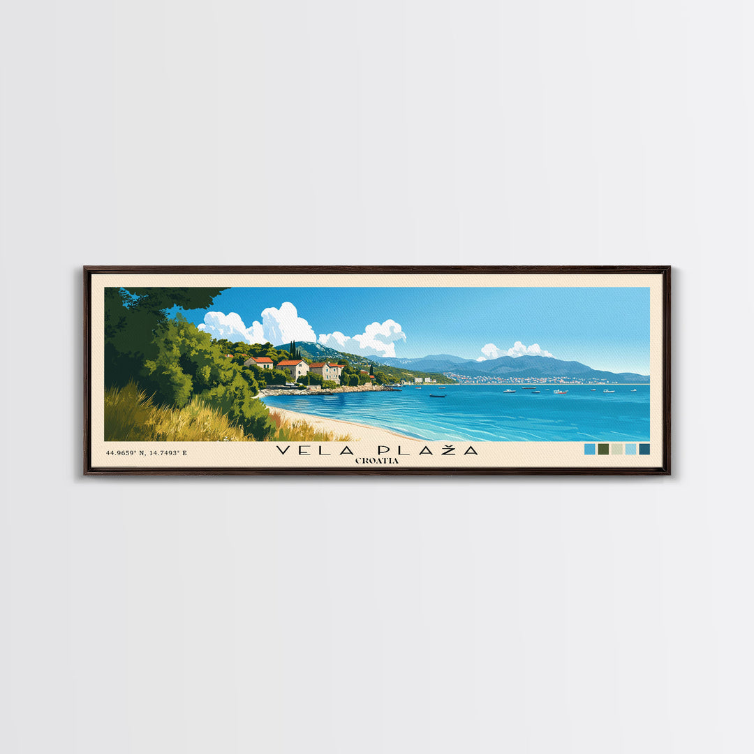 Vela Plaža, Croatia Panoramic Print, Vacation Gift, Croatia Wall Art, Beach Painting, Beach Decor, Beach Or Lakehouse Art