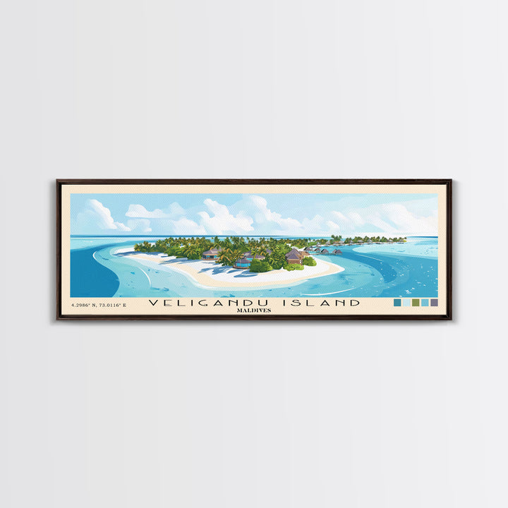 Veligandu Island, Maldives Panoramic Beach Print, Vacation Gift, Maldives Wall Art, Beach Painting, Beach Decor, Beach Painting