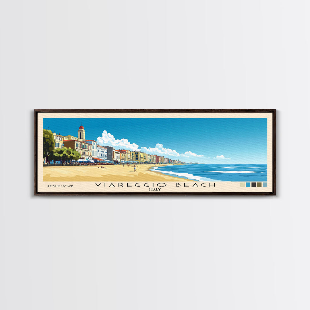 Viareggio Beach, Italy Panoramic Beach Print, Vacation Gift, Italy Wall Art, Beach Painting, Beach Decor, Beach Painting