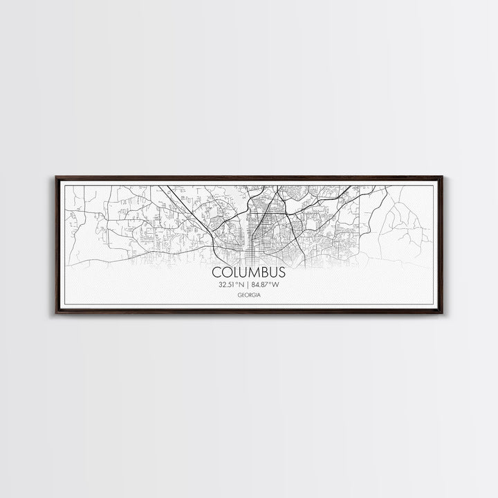 Panoramic Columbus City Map, Georgia Art, Map Print, Minimalist Wall Art, Canvas Art, Housewarming Gift, Street Map Art, Closing Gift