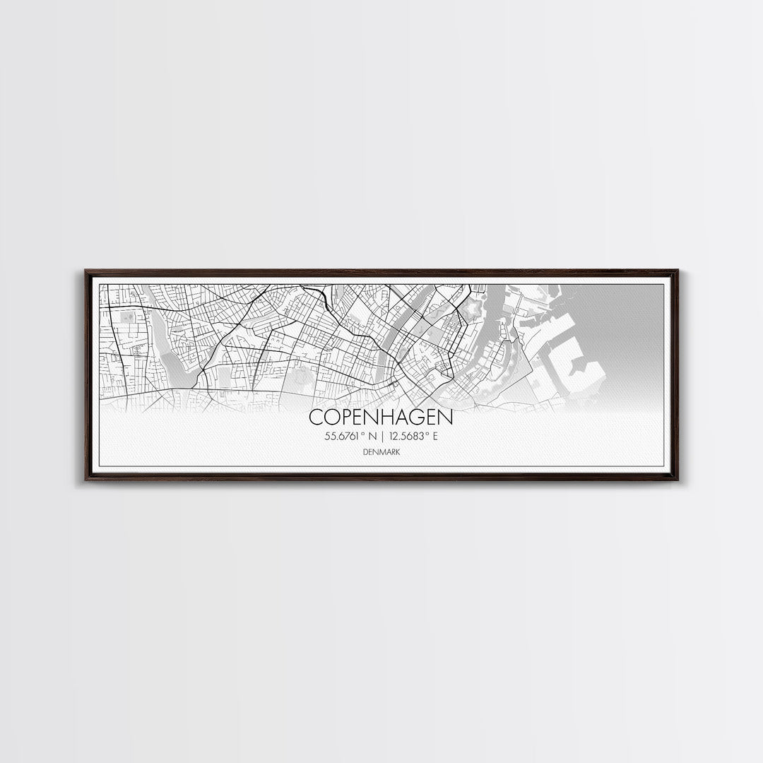 Panoramic Copenhagen City Map, Denmark Art, Map Print, Minimalist Wall Art, Canvas Art, Housewarming Gift, Street Map Art, Closing Gift