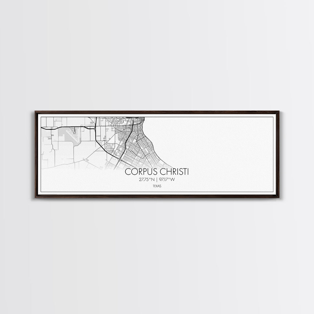 Panoramic Corpus Christi City Map, Texas Art, Map Print, Minimalist Wall Art, Canvas Art, Housewarming Gift, Street Map Art, Closing Gift