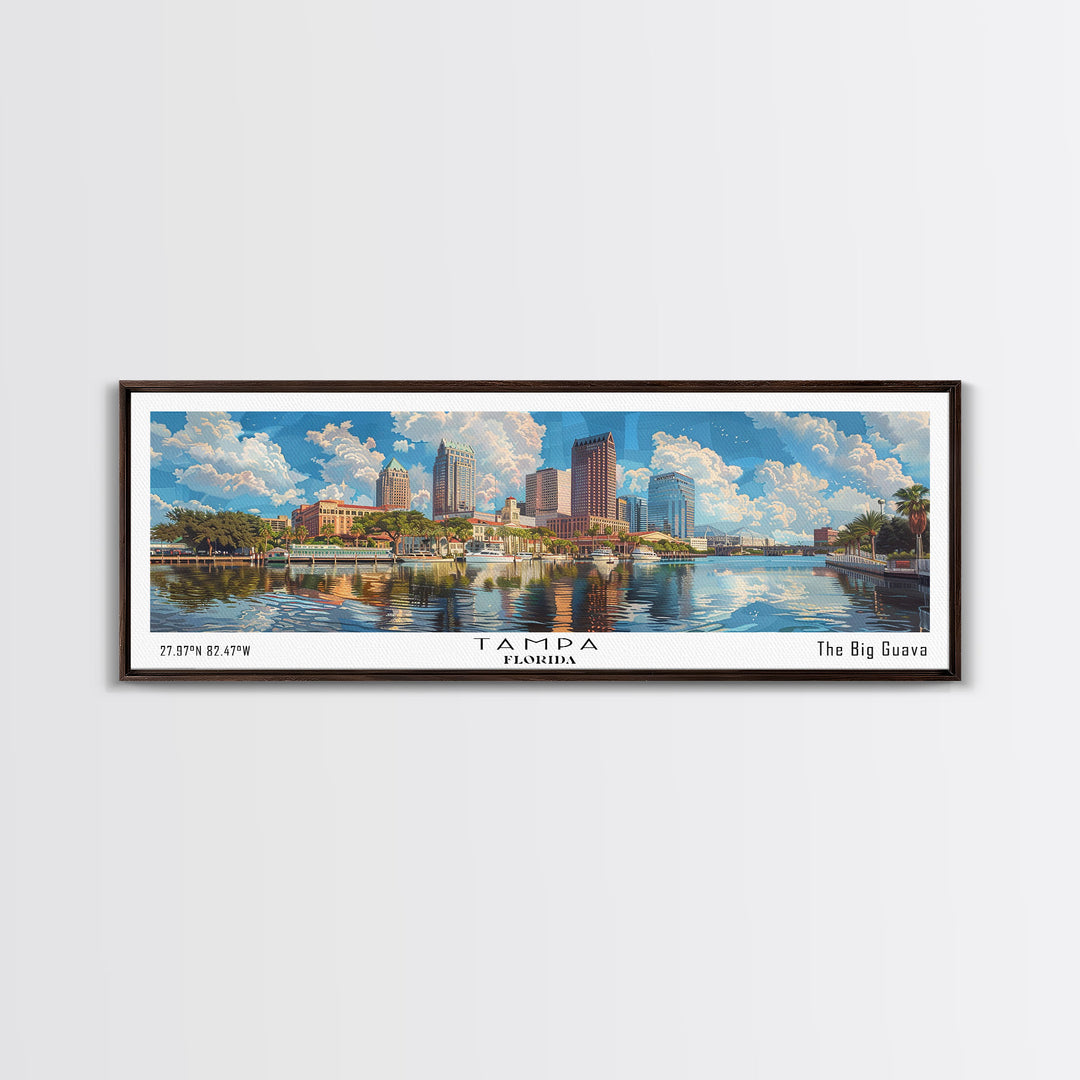 Tampa Florida Travel Poster, Framed Canvas Print, Wall Art, Home Decor, Office Art, Living Room Art, Travel Gift, Vintage Style