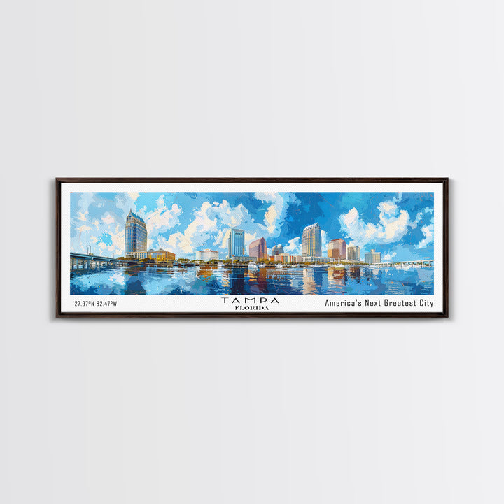 Tampa Florida Travel Poster, Framed Canvas Print, Wall Art, Home Decor, Travel Print, Office Decor, Living Room Art, Gift Idea