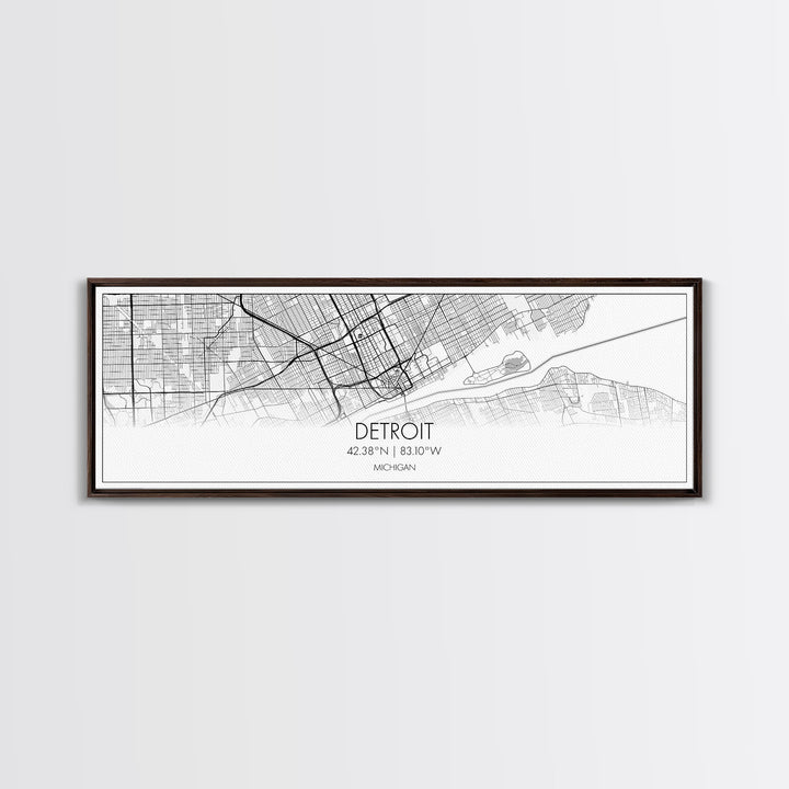 Panoramic Detroit City Map, Michigan Art, Map Print, Minimalist Wall Art, Canvas Art, Housewarming Gift, Street Map Art, Closing Gift