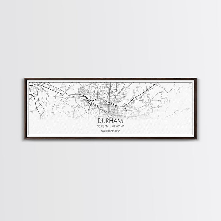 Panoramic Durham City Map, North Carolina Art, Map Print, Minimalist Wall Art, Canvas Art, Housewarming Gift, Street Map Art, Closing Gift