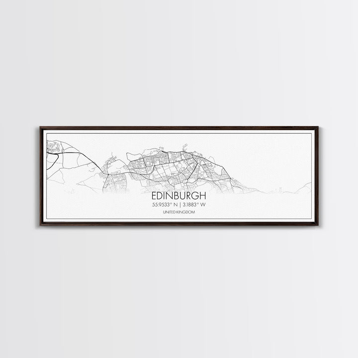 Panoramic Edinburgh City Map, United Kingdom Art, Map Print, Minimalist Wall Art, Canvas Art, Housewarming Gift, Street Map, Closing Gift