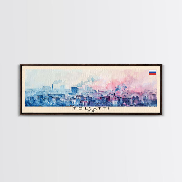 Togliatti Russia Panoramic Travel Poster, Framed Canvas Print or Metal Wall Art, Travel Art, Home Decor, Panoramic Painting, Midcentury Art