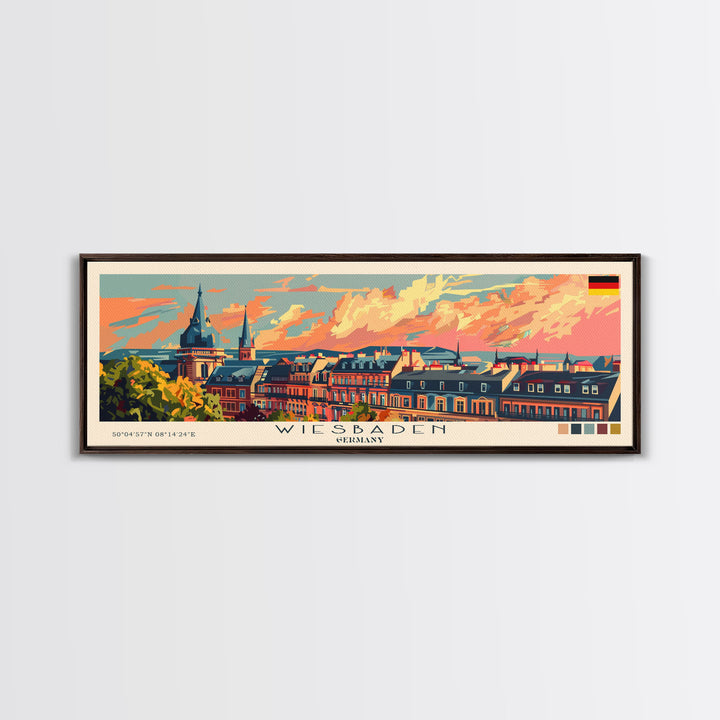 Wiesbaden Germany Travel Print Wall Art, Panoramic City Art, Travel Art, Wall Decor, Vacation Gift, Framed Canvas Print Or Metal Art