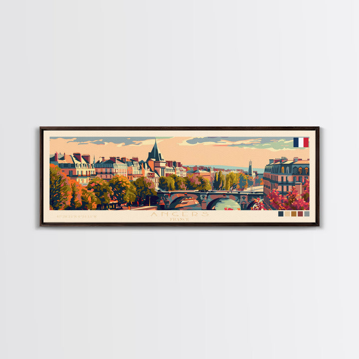 Angers France Wall Art, Panoramic Travel Poster, Panoramic Framed Canvas Print, City Wall Art, Wall Hanging Home Decor, Travel Art