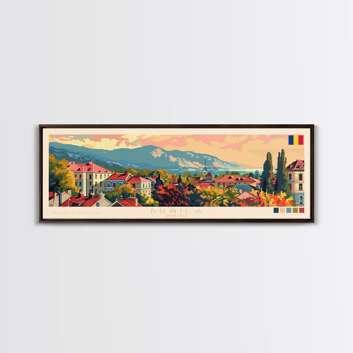 Braila Romania Travel Art, City Art, Framed Canvas Print or Metal Wall Art, Europe Travel Poster, Panoramic Wall Art, Extra Wide Wall Art