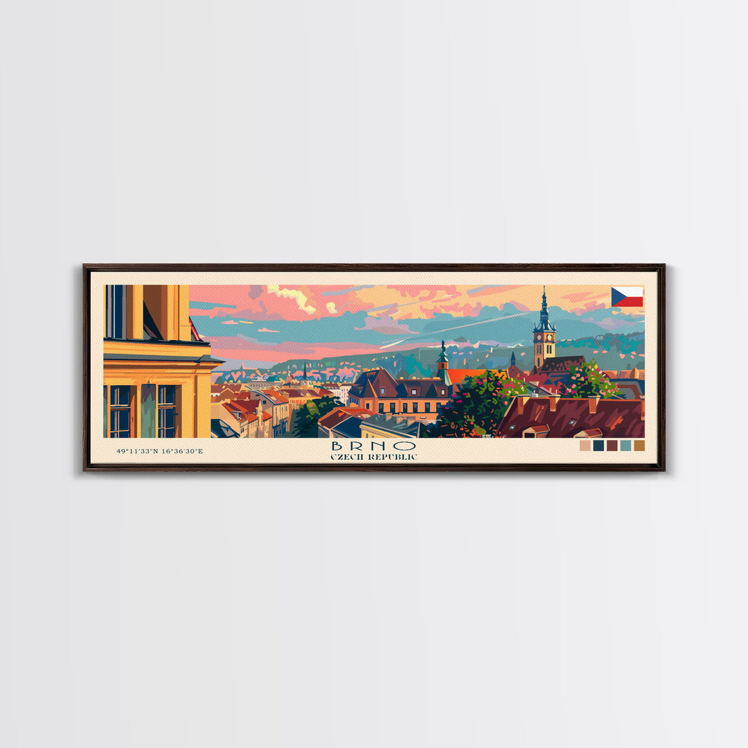 Brno CzechRepublic art Travel Print Wall Art, Panoramic City Art, Travel Art, Wall Decor, Vacation Gift, Framed Canvas Print Or Metal Art