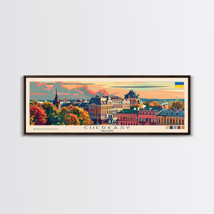 Cherkasy Ukraine Travel Art, City Art, Framed Canvas Print or Metal Wall Art, Europe Travel Poster, Panoramic Wall Art, Extra Wide Wall Art