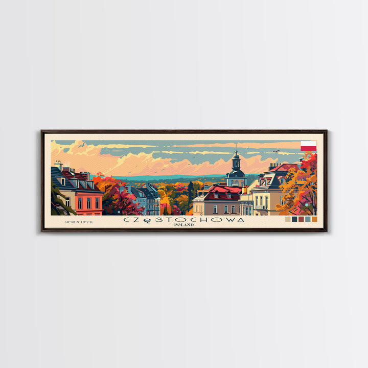 Czestochowa Poland Travel Art, City Art, Framed Canvas Print or Metal Wall Art, Europe Travel Poster, Panoramic Wall Art, Extra Wide Wall Art