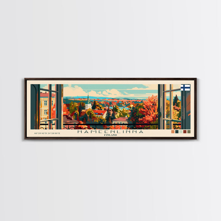 Hameenlinna Finland Travel Art, City Art, Framed Canvas Print or Metal Wall Art, Europe Travel Poster, Panoramic Wall Art, Extra Wide Wall Art