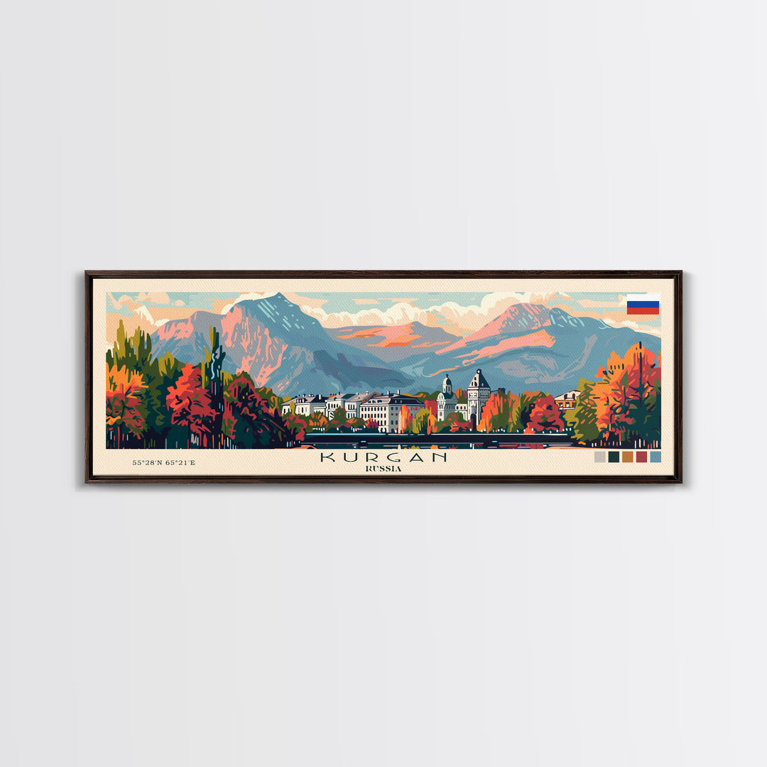 Kurgan Russia Travel Print Wall Art, Panoramic City Art, Travel Art, Wall Decor, Vacation Gift, Framed Canvas Print Or Metal Art