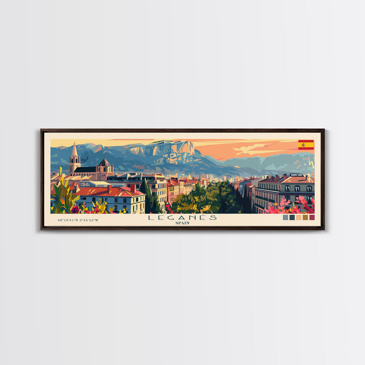 Leganes Spain Travel Print Wall Art, Panoramic City Art, Travel Art, Wall Decor, Vacation Gift, Framed Canvas Print Or Metal Art