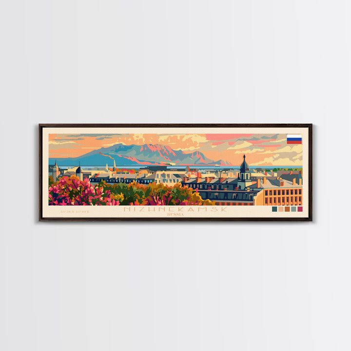 Nizhnekamsk Russia Travel Print Wall Art, Panoramic City Art, Travel Art, Wall Decor, Vacation Gift, Framed Canvas Print Or Metal Art