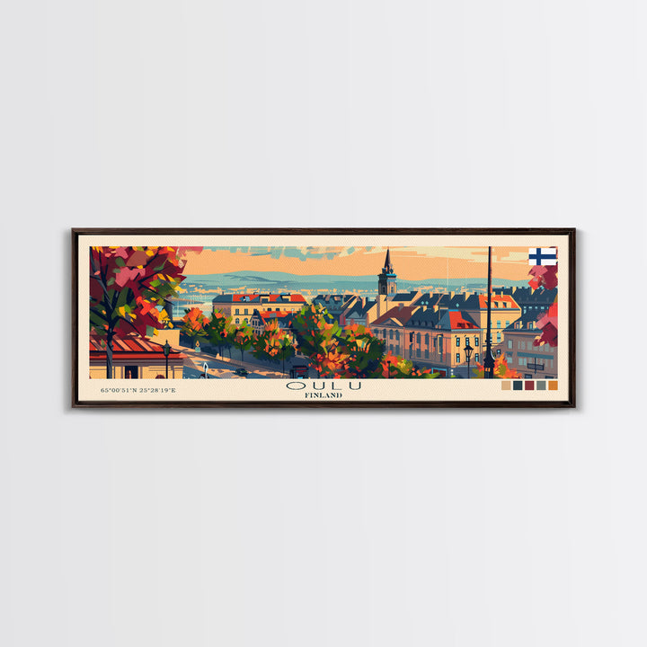 Oulu Finland Travel Print Wall Art, Panoramic City Art, Travel Art, Wall Decor, Vacation Gift, Framed Canvas Print Or Metal Art