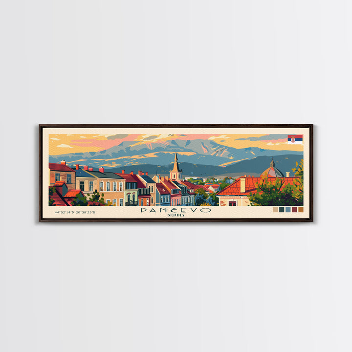 Pančevo Serbia Wall Art, Panoramic Travel Poster, Panoramic Framed Canvas Print, City Wall Art, Wall Hanging Home Decor, Travel Art