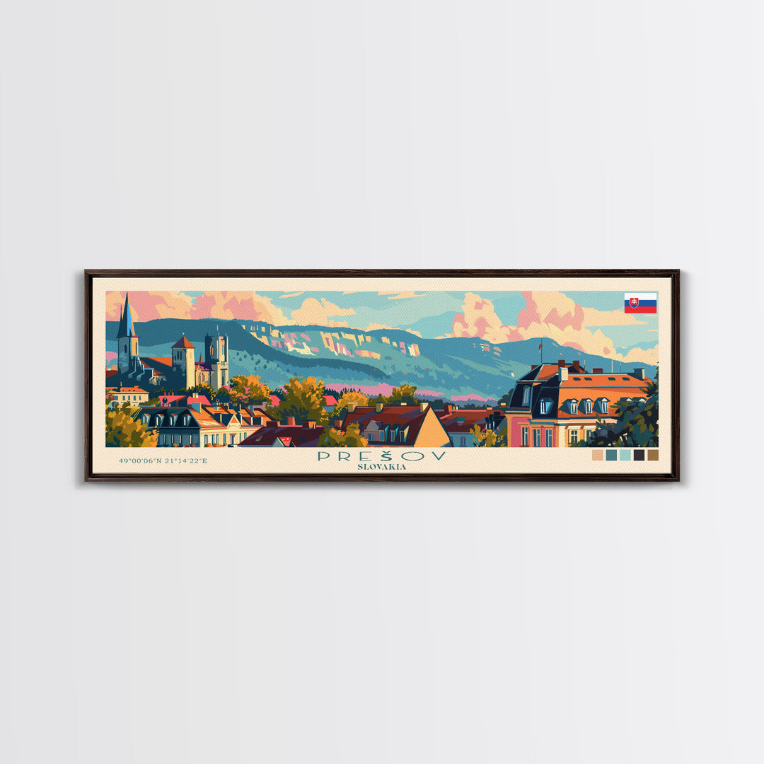 Prešov Slovakia Wall Art, Panoramic Travel Poster, Panoramic Framed Canvas Print, City Wall Art, Wall Hanging Home Decor, Travel Art