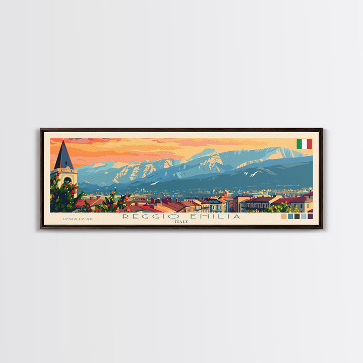 Reggio Emilia Travel Print Wall Art, Panoramic City Art, Travel Art, Wall Decor, Vacation Gift, Framed Canvas Print Or Metal Art