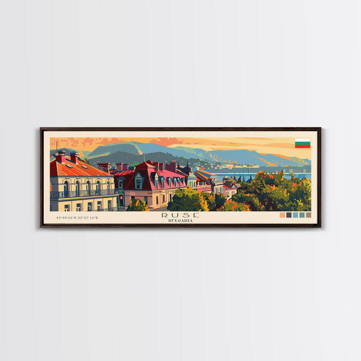 Ruse Bulgaria Travel Print Wall Art, Panoramic City Art, Travel Art, Wall Decor, Vacation Gift, Framed Canvas Print Or Metal Art