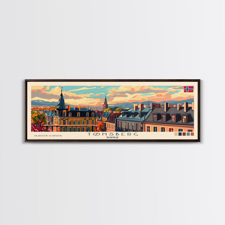 Tønsberg Norway Travel Print Wall Art, Panoramic City Art, Travel Art, Wall Decor, Vacation Gift, Framed Canvas Print Or Metal Art