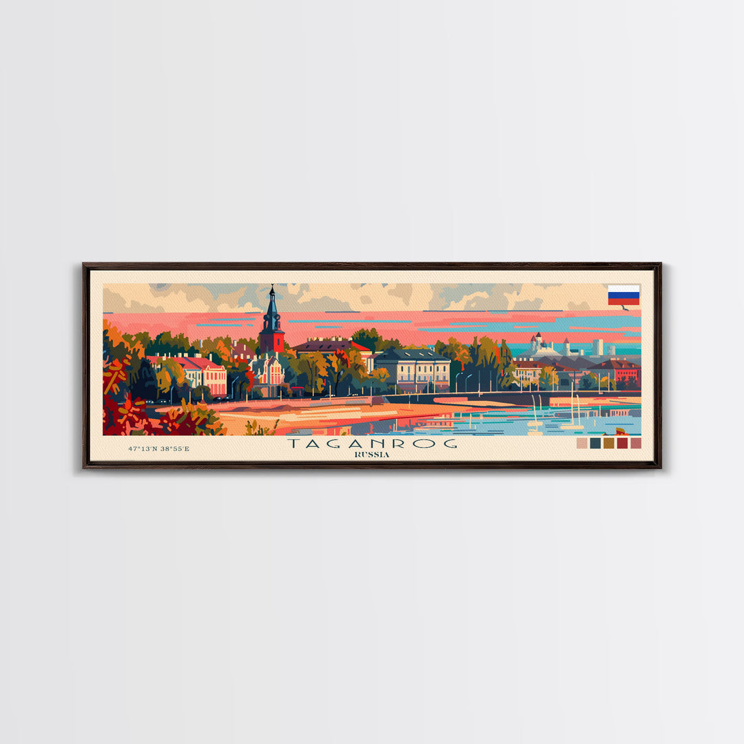 Taganrog Russia Travel Art, City Art, Framed Canvas Print or Metal Wall Art, Europe Travel Poster, Panoramic Wall Art, Extra Wide Wall Art