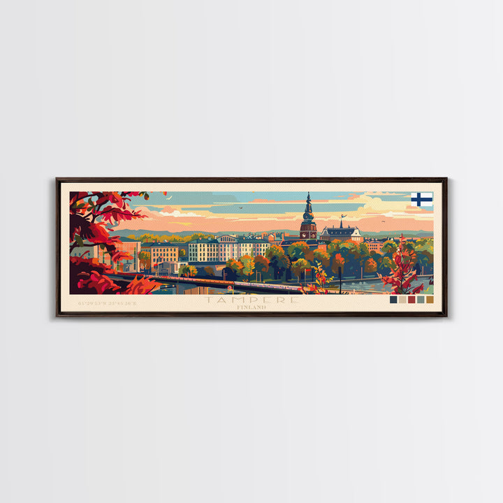 Tampere Finland Travel Print Wall Art, Panoramic City Art, Travel Art, Wall Decor, Vacation Gift, Framed Canvas Print Or Metal Art