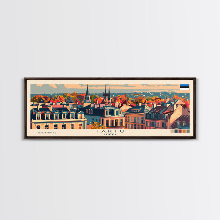 Tartu Estonia Wall Art, Panoramic Travel Poster, Panoramic Framed Canvas Print, City Wall Art, Wall Hanging Home Decor, Travel Art