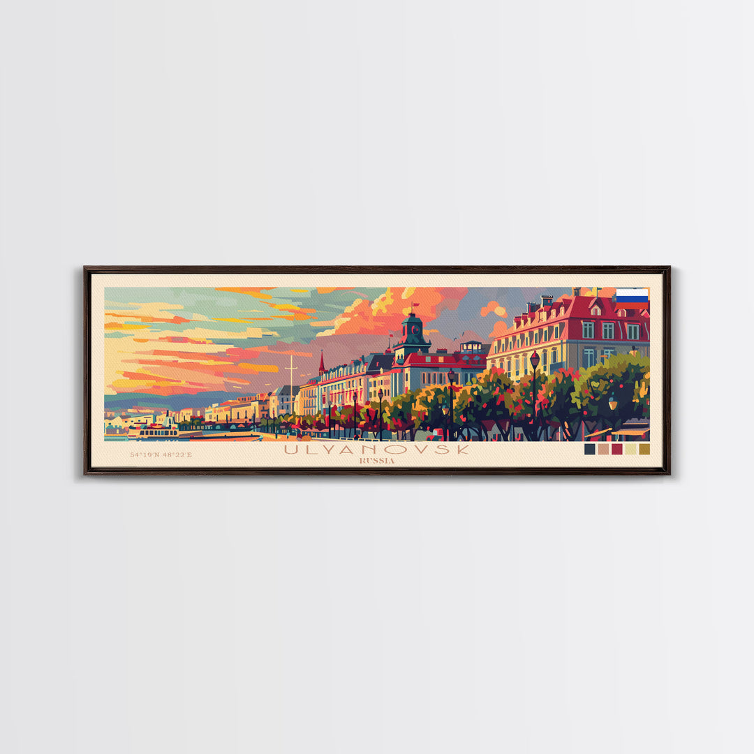 Ulyanovsk Russia Travel Art, City Art, Framed Canvas Print or Metal Wall Art, Europe Travel Poster, Panoramic Wall Art, Extra Wide Wall Art