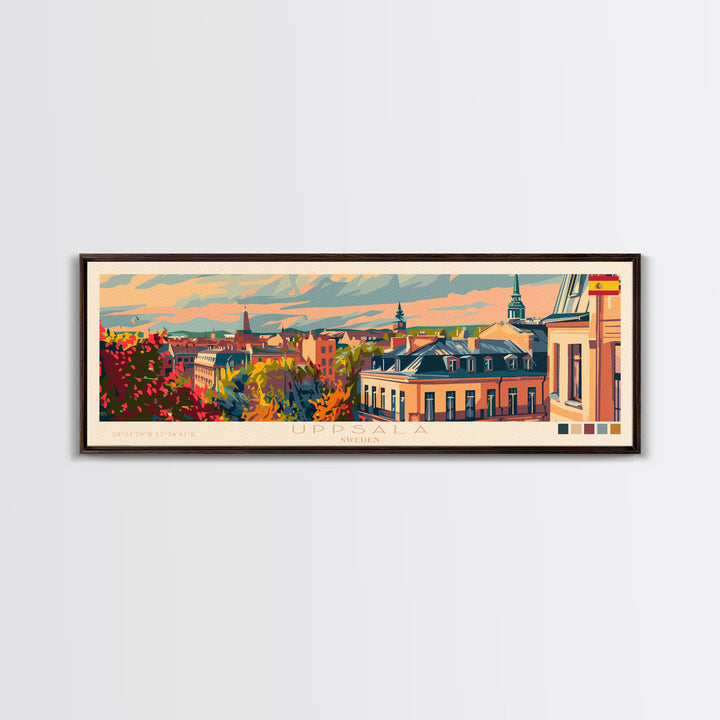 Uppsala Sweden Wall Art, Panoramic Travel Poster, Panoramic Framed Canvas Print, City Wall Art, Wall Hanging Home Decor, Travel Art