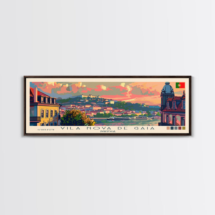 Vila Nova de Gaia Portugal Travel Print Wall Art, Panoramic City Art, Travel Art, Wall Decor, Vacation Gift, Framed Canvas Print Or Metal Art