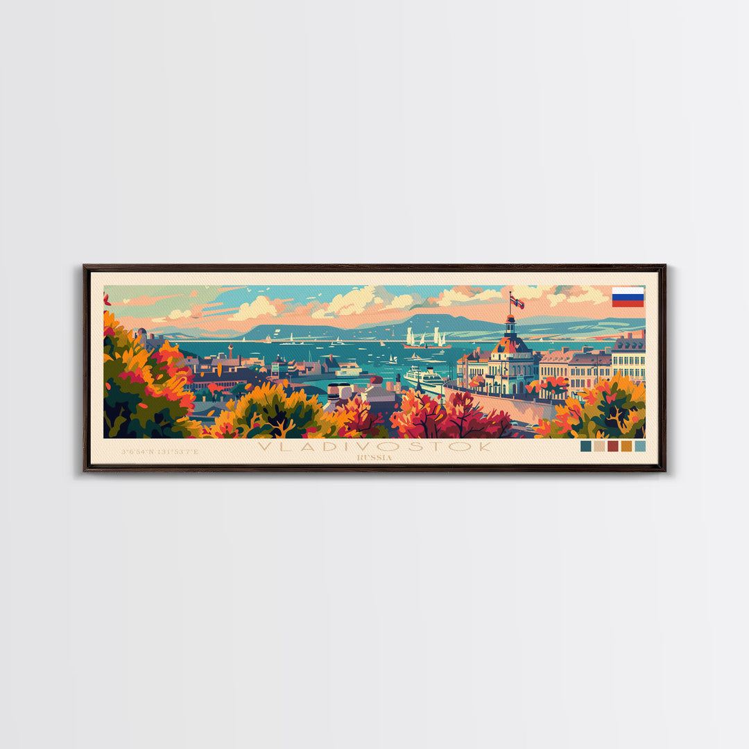 Vladivostok Russia Travel Print Wall Art, Panoramic City Art, Travel Art, Wall Decor, Vacation Gift, Framed Canvas Print Or Metal Art