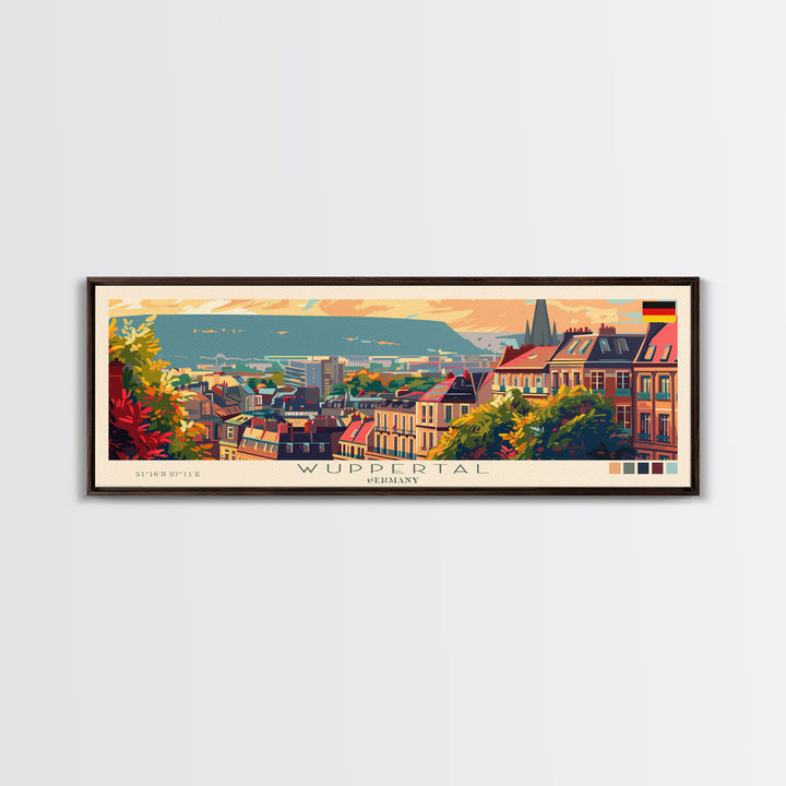 Wuppertal Germany Travel Art, City Art, Framed Canvas Print or Metal Wall Art, Europe Travel Poster, Panoramic Wall Art, Extra Wide Wall Art