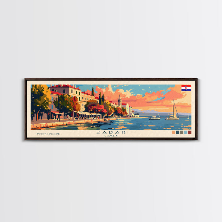 Zadar Croatia Travel Print Wall Art, Panoramic City Art, Travel Art, Wall Decor, Vacation Gift, Framed Canvas Print Or Metal Art