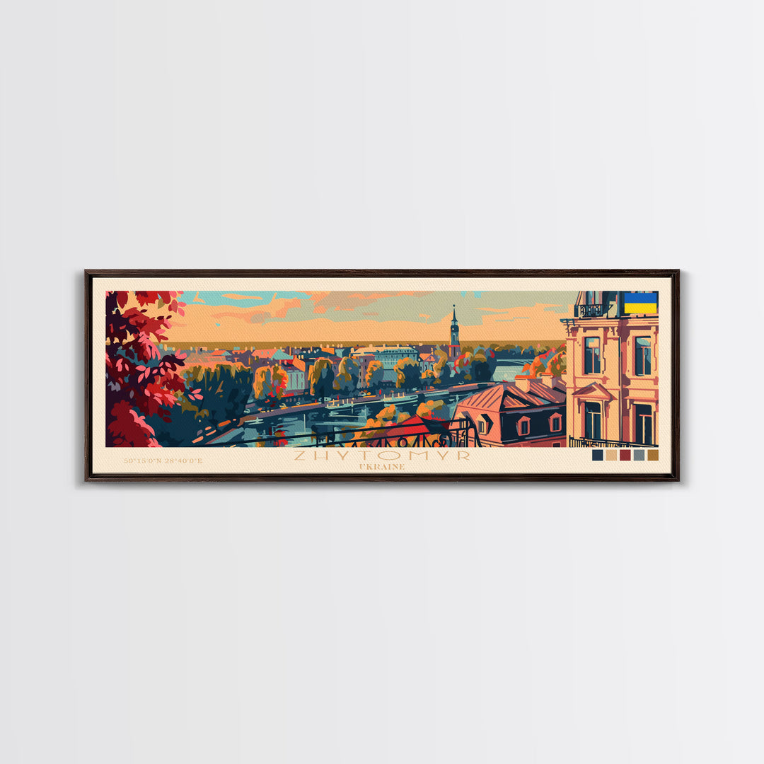 Zhytomyr Ukraine Travel Art, City Art, Framed Canvas Print or Metal Wall Art, Europe Travel Poster, Panoramic Wall Art, Extra Wide Wall Art